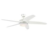 Westinghouse Lighting 72070 Bendan LED 132 cm Five-Blade Indoor Ceiling Fan, White Finish with Hammered Accents, Dimmable LED Light Kit with Opal Frosted Glass, Remote Control Included