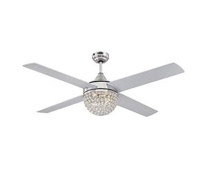 Westinghouse Lighting 72206 Kelcie, Contemporary Ceiling Fan with Light and Remote Control, 132 cm, Brushed Nickel Finish, Crystal Jewel Shade