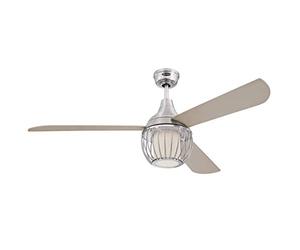Westinghouse Lighting 72208 Graham 132 cm Nickel Luster Indoor Ceiling Fan, Dimmable LED Light Kit with Opal Frosted Glass and Cage Shade, Remote Control Included