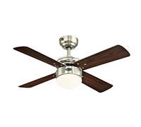 Westinghouse Lighting 72417 Colosseum 90 cm Brushed Nickel Indoor LED Ceiling Fan, Dimmable LED Light Kit with Opal Frosted Glass