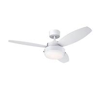 Westinghouse Lighting 73058 Alloy, Modern Ceiling Fan with Light, 105 cm, White Finish, Opal Frosted Glass