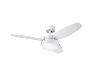 Westinghouse Lighting 73058 Alloy, Modern Ceiling Fan with Light, 105 cm, White Finish, Opal Frosted Glass