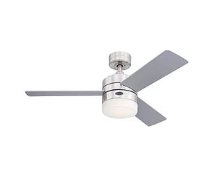 Westinghouse Lighting 73060 Alta Vista, Modern LED Ceiling Fan with Light and Remote Control, 105 cm, Satin Chrome Finish, Opal Frosted Glass