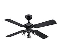 Westinghouse Lighting 73061 Princess Euro, Traditional Ceiling Fan with Light, 105 cm, Brushed Gun Metal Finish, Three Spot Lights