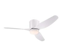 Flush mount ceiling fan with LED lighting and remote Carla White 117 cm 46