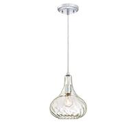 Westinghouse Lighting Design Pendant Light in Chrome - Elegant Hammered Clear Glass, Diameter 23 cm, Height Adjustable up to 159 cm, Ideal for Living Room & Kitchen, Modern Ceiling Light, E27 Socket