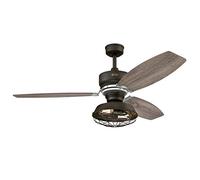 Westinghouse Lighting Welford LED 137 cm Weathered Bronze Ceiling Fan with Light and Remote Control, Dimmable LED Light Fixture with Removable Cage