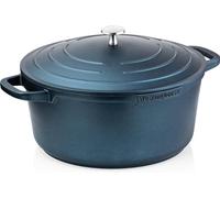 Westinghouse Performance Series Casserole Dish with Lid - 28cm Hob to Oven Cooking Pots - Lightweight Cast Aluminium - for Induction, All Stoves & Oven Proof - Handle Covers Included - Blue