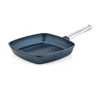 Westinghouse Performance Series Non Stick Griddle Pan for Induction Hob - 28cm Steak Pan Lightweight Cast Aluminium - Griddle Pans For All Stoves & Oven Proof - Stainless Steel Handle - Blue