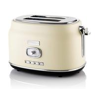 Westinghouse Retro 2-Slice Toaster - Six Adjustable Browning Levels - with Self Centering Function & Crumb Tray - Including Warm Rack for Bread, Bagels, Sandwiches, & Croissants - Cream