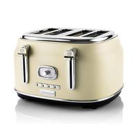 Westinghouse Retro 4-Slice Toaster - Six Adjustable Browning Levels - with Self Centering Function & Crumb Tray - Including Warm Rack for Bread, Bagels, Sandwiches, & Croissants - White
