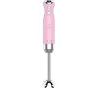 Westinghouse Retro Hand Blender, 4 Speeds Turbo Function, 2 Wing Knives, Stainless Steel, Ergonomic Handle, Removable Rod, Storage Bag, 600 Watts, Pink