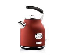 Westinghouse Retro kettle (1.7 litres) - boiler for water with temperature display and water level indicator, with limescale filter and overheating protection, colour: red (matte)