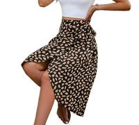Westingshe Women's Spots Elegant and Bundled Irregular Slit Skirt High Waist Skirt Tie Wrap Midi Skirts (UK, Alpha, S, Regular, Regular, Black)
