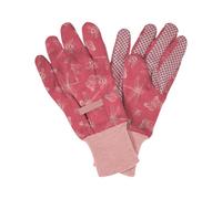 Westland Kent & Stowe Cotton Gloves Ladies Medium Flutterbugs Print Pink With Pvc Dots Grip Soft Breathable & Lightweight