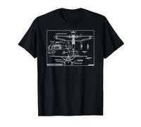 Westland Lysander British WW2 Aircraft Blueprint Infographic T-Shirt, Men, Black, 4X-Large