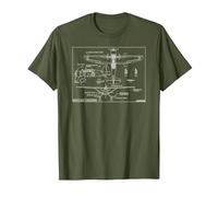 Westland Lysander British WW2 Aircraft Blueprint Infographic T-Shirt, Men, Olive Green, 3X-Large