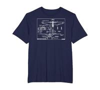 Westland Lysander British WW2 Aircraft Blueprint Infographic T-Shirt, Men's Big and Tall, Navy Blue, 3X Tall