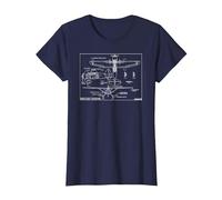 Westland Lysander British WW2 Aircraft Blueprint Infographic T-Shirt, Women, Navy Blue, 3X-Large
