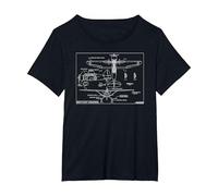 Westland Lysander British WW2 Aircraft Blueprint Infographic T-Shirt, Women's Plus, Black, 2X