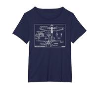 Westland Lysander British WW2 Aircraft Blueprint Infographic T-Shirt, Women's Plus, Navy Blue, 1X