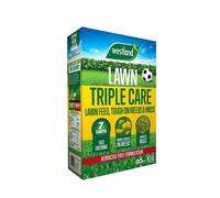 Westland Triple Care Lawn Feed And Weed Moss Control Fertiliser Fast Greening Herbicide Free Lawn Treatment 80Sqm