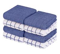 Westlane Linens 30x30cm Small Cotton Tea Towels for Kitchen - Soft Dish Cloths, Lint-Free Cloths, and Kitchen Towels Set (Blue & White - Pack of 8)