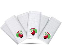 Westlane Linens Christmas Hand Towels 40x64 cm, Gift Ribbon Pack, 100% Cotton Embroidered (Red Santa, Pack of 6)