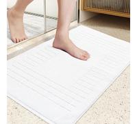 Westlane Linens Pack of 10 Value pack White Bath Mat Egyptian Cotton 750gsm Foot Towel Machine Washable Quick Dry Not A Bathroom Rug (White Check Design)
