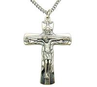 Westman Works Trinity Vatican Crucifix 2 Inch Catholic Cross on Stainless Steel Chain
