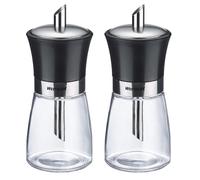 Westmark 2 Blacky Sugar Dispensers - Ideal for Catering or at Home, 190 ml, Glass/Stainless Steel/Plastic - Transparent/Black/Silver, 635922E3