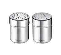 Westmark 2 Spice shakers, coarse and fine, with lid, Volume: Approx. 80-100 g, Plastic/Stainless Steel, coarse, Silver/Transparent, 695222E6
