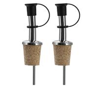 Westmark 2 Spirits/Oil/Vinegar Pourer For Bottles, With Loop Cap, With Air Tube, Metal/Stainless Steel, Natural Cork, Inox Standard, Silver, 45302280