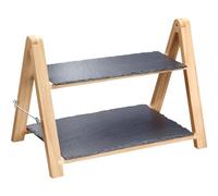 Westmark 2-Tier Serving Stand, dimensions: 35.5 x 22 x 27 cm, slate/pine, Tapas + Friends, anthracite/light brown, 69692260