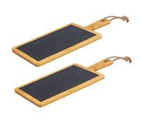 Westmark 2 x Bamboo and Natural Slate Serving Boards with Handle Rectangular Dimensions 32 x 18 x 1 cm Bamboo/Slate Tapas + Friends Light Brown/Anthracite 694622E3