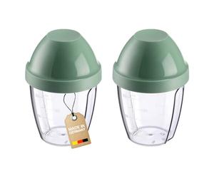 Westmark 2 x Mixing and Shaking Cups/Shaker with Removable Mixing Disc - Capacity: 0.25 L, Height: 12.8 cm, Plastic, BPA-Free - Mixing Egg, Colour: Clear/Mint Green, 308922EM