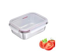 Westmark 23662270 Stainless Steel Leak-Proof Lunch Microwave & Oven Safe, BPA Free-Bento Box for School, Work & Daycare, 600 ml, Edelstahl 18/8, PP, Silikon, 600 milliliters, Silver/Transparent/Red