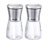 Westmark 63352260 Spice Mill Set with Ceramic Grinder, Glass/Ceramic/Stainless Steel, Transparent/Silver/Black