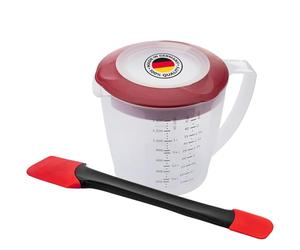Westmark Baking Set 2 pcs, Mixing Bowl with lid, "Helena", 1.4 L and Dough Scraper "Duo", Plastic/Silicone, Helena, Duo, Transparent/red/Black, 310522E6