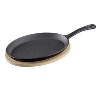 Westmark Cast-Iron Serving pan Tapas + Friends - Small Casserole Dish Made of cast Iron, Suitable for All Types of Stove, Induction or Grill, cast Iron pan in amboo mat - Iron, 500 ml