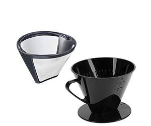 Westmark Coffee Set, 2pcs, Permanent Filter + Coffee Filter Size 4, Stainless Steel/Plastic, Coffee, Four, Silver/Black, 244322E7