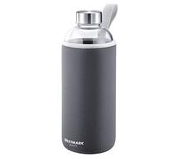 Westmark Drinking Bottle, made of printed glass, incl. protective cover, 1000 ml, glass/silicone/rubber, BPA-free, Viva, anthracite/silver/clear, 5274226A