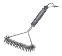 Westmark Grill brush 30 cm - short handle, ideal for cleaning your barbecue, whether cast iron or stainless steel, with practical leather loop - stainless steel, PP