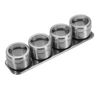 Westmark Magnetic Spice Rack 4 Seasoning Pots Clear Lids & Stainless Steel Tray