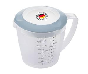 Westmark Mixing Jug with Splash Guard, Lid and Spout, Plastic, Capacity: 1.4 litres, Helena, Transparent/Blue, 3105227B