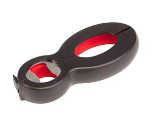 Westmark Multi-Opener, Rubberised inner surface, 14 x 6 cm, Stainless Steel/Plastic, Black/Red, 10552270
