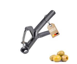 Westmark Olive Stoner Olivus Black Edition - Stoner for Large & Small Olives - Practical one-Handed Device with Spring - Anthracite