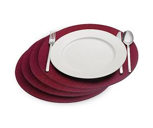 Westmark Placemats Cozy - set of 4 round placemats, elegant mats for the dining table at home or in restaurants - polyester, Ø 35 cm, red