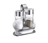 Westmark Salt and Pepper Caddy, 3 parts, Volume: 40 ml each, Stainless Steel/Glass, Wien, Silver/Transparent, 65022260