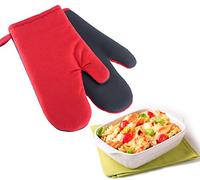Westmark Set of 2 Oven Mitts, One size, Length: approx. 26.5 cm, Cotton/neoprene, Colour: Red/Black, 15602270
